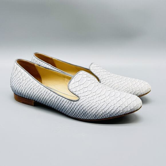 M.Gemi Shoes Womens EU 35.5 US 5.5 Gray Python Embossed Leather Loafers Italy - Picture 2 of 13